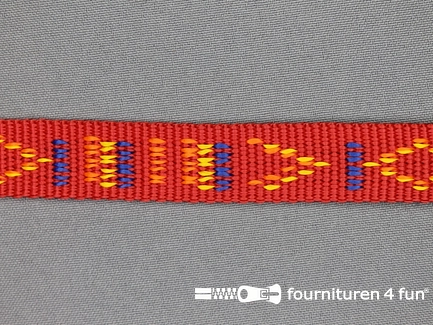Geweven halsband - aztec motief - 20mm rood