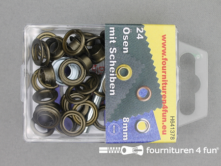 Ringen en schijven - 8mm - geel brons - 24 stuks