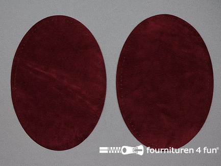 Elleboogstukken / Kniestukken - ovaal - suèdine - 140x100mm - burgundy rood