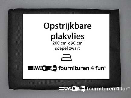 Opstrijkbare plakvlies - soepel - zwart - 2 meter x 90cm