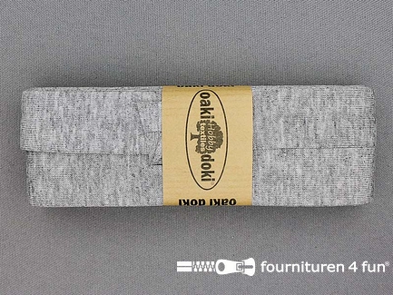 Oaki Doki Tricot biaisband - 20mm x 3 meter - licht grijs gemêleerd (065)