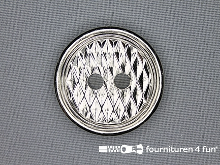 Chroom knoop - 38mm - ruit
