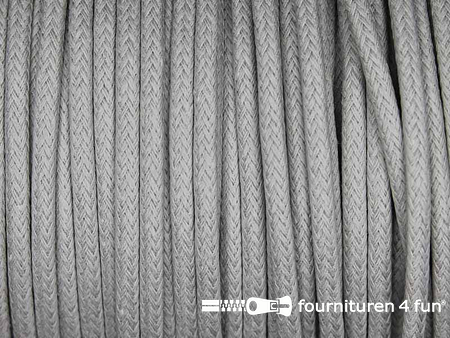 Rol 50 meter katoen wax-look koord 3mm licht grijs