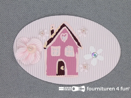 Decoratieve 3D applicatie - 34x52mm - huis - licht roze