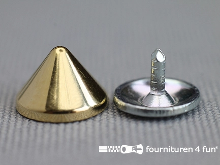 Studs 10mm kegel goud - 10 stuks