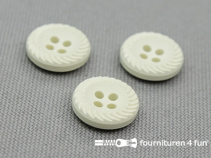 Kunststof design knoop - 13mm - ecru