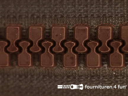 Deelbare bloktand rits 8mm donker bruin