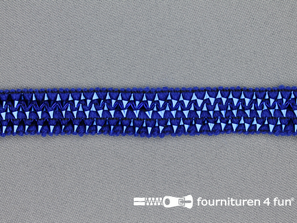 COUPON 6,85 meter elastisch bling-bling band - 16mm - kobalt blauw