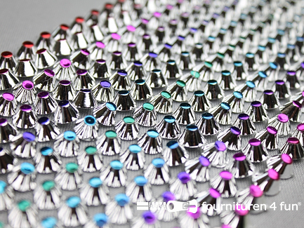 Strass band 95mm spikes multicolor - zilver