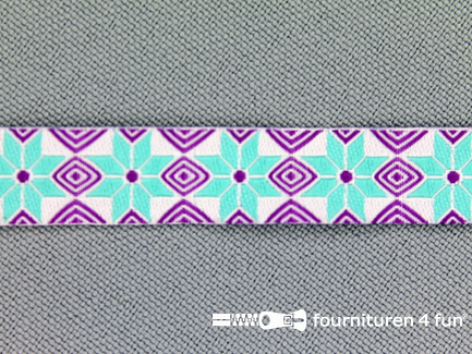 Modern band 11mm mozaiek paars - turquoise
