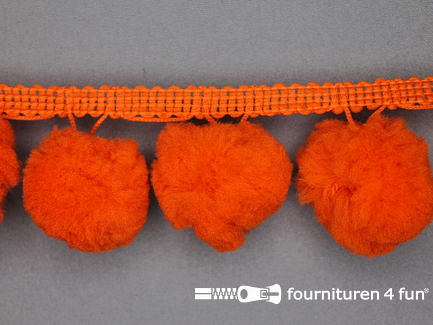 Pompon band 45mm (bol 30mm) oranje