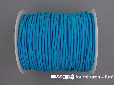 Rol 50 meter elastisch koord - 2,7mm - aqua blauw