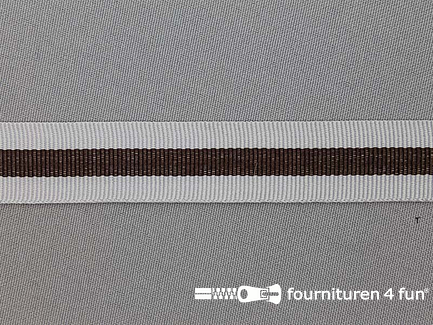 Ripsband met strepen 20mm grijs - bruin