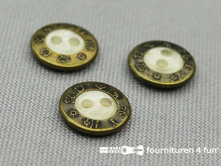 Kunststof design knoop - 12mm - ecru brons