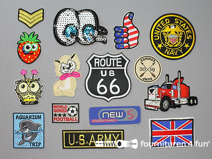 Collectie strijkapplicaties - 15 delige set - opstrijkbare patches