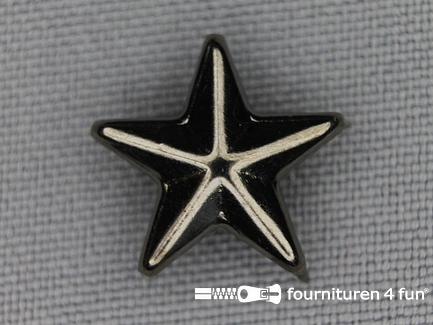 Studs 15mm ster zwart zilver- 40 stuks 