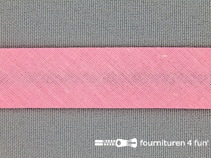 Rol 25 meter katoenen biasband - 18mm - roze