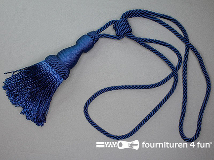 Viscose gordijnkwast 210mm met koord marine blauw