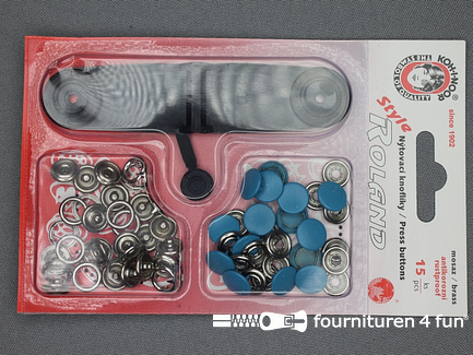 Roland drukkers 10,5mm aqua blauw 15 stuks
