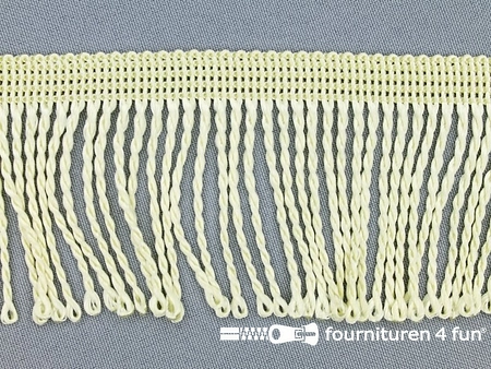 Kaart 25 meter nylon franje - 60mm - ecru geel