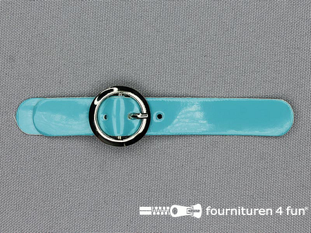 Gekleurd riempje - met metalen gesp - 90x21mm - aqua blauw