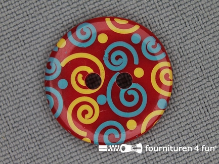 Kinder knoop 18mm krul rood - geel - blauw