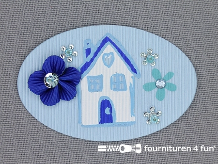Decoratieve 3D applicatie - 34x52mm - huis - licht blauw