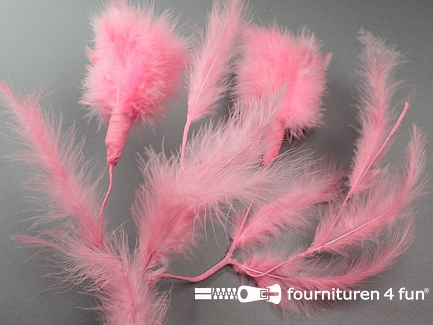 RESTANT 11 stuks veren bloemen - Barbie roze - B-KEUZE