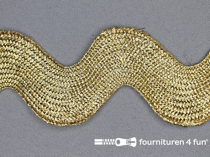 COUPON 3,1 meter (2 stukken, 1,8 + 1,3 meter) Zigzag band goud XXXL 54mm 