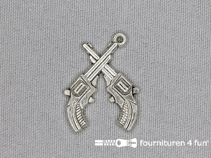 Steampunk hanger 30x23mm revolver zilver