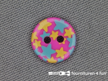 Kinder knoop 12mm ster roze - blauw - geel