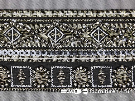 Jacquard band 50mm goud - zilver - zwart