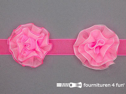 Bloemenkant 3D - 60mm - neon roze - wit