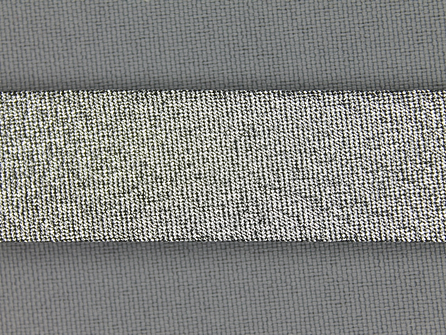 Rol 25 meter lurex biasband 18mm zwart zilver