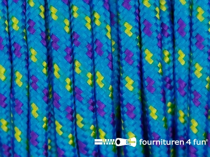 Multicolor koord 3mm aqua - paars - lime