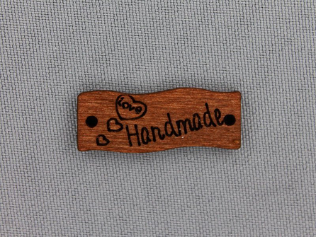 10 stuks houten label 'Handmade' 29x10mm 