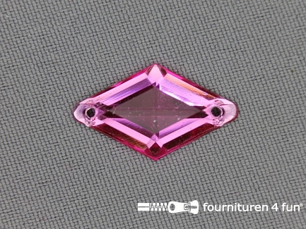 10 stuks Strass steen 14x25mm ruit licht fuchsia roze