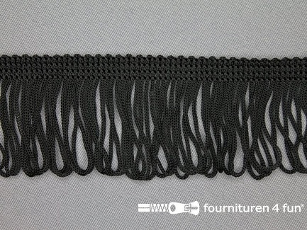 Kaart 20 meter charleston franje - 45mm - zwart