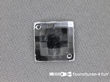 10 stuks Strass stenen vierkant 16mm zilver