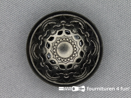 Zwart zilveren knoop 25mm vintage