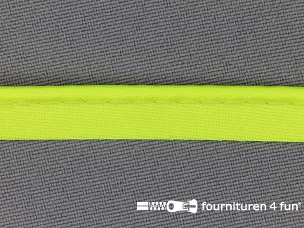 COUPON 15 meter (5 stukken, 9 + 2,3 + 1,7 + 1 + 1 meter) Satijnen paspelband 10mm neon geel