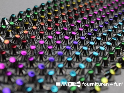 Strass band - Spikes sierband - 95mm - multicolor - zwart zilver