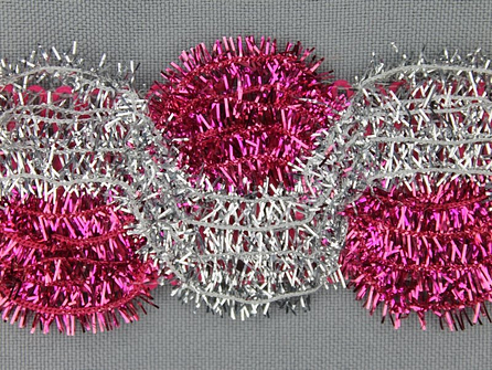 RESTANT Rol 8 meter Party band 38mm zilver - fuchsia roze