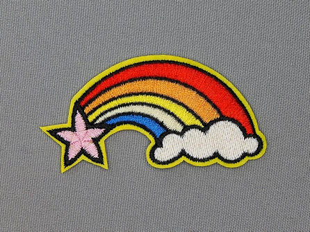 Applicatie 75x37mm regenboog roze ster