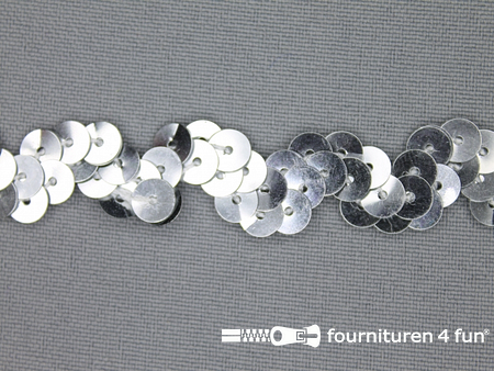 Pailletten zigzag band 15mm zilver