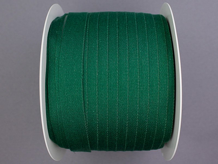 Rol 100 meter katoenen keperband 14mm licht flessen groen