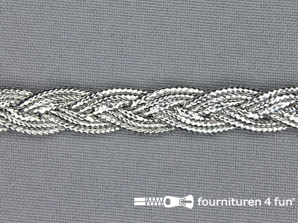 COUPON 7,7 meter (5 stukken, 1,8 + 2,4 + 1,4 + 1 + 1,1 meter) Zilver band 10mm gevlochten