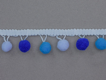 Bolletjesband 30mm multicolor aqua - kobalt - blauw