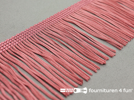 COUPON 8,6 meter Charleston franje 60mm oud roze - B-KEUZE