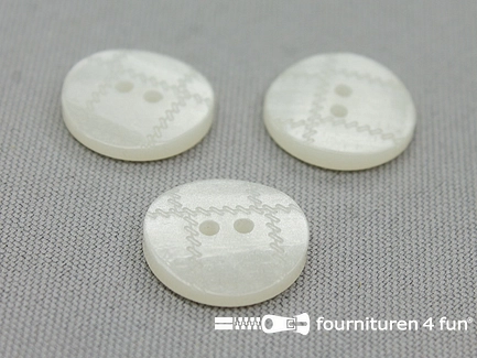 Kunststof design knoop - 18mm - wit